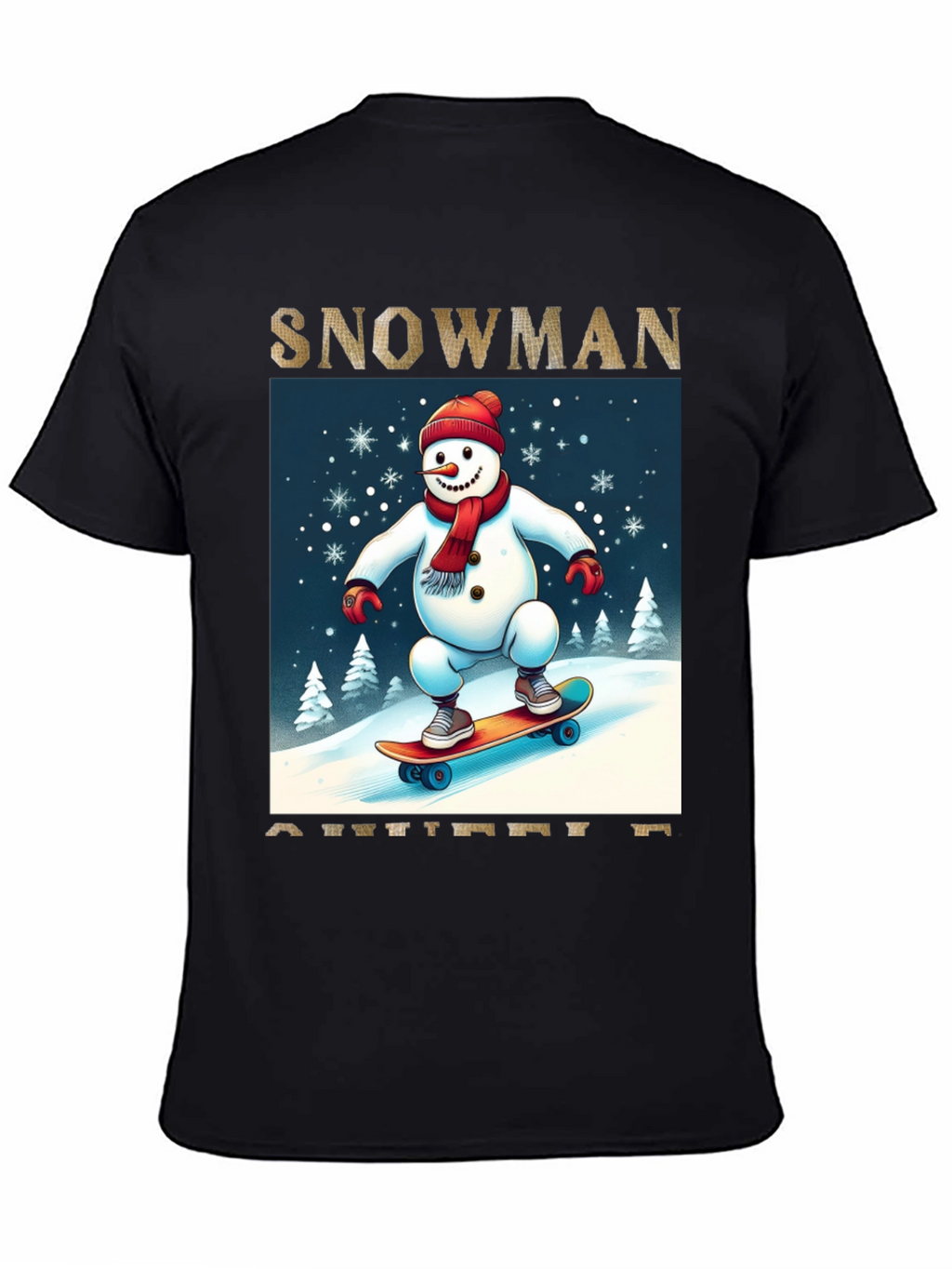 Snowman on Skateboard Graphic Tee