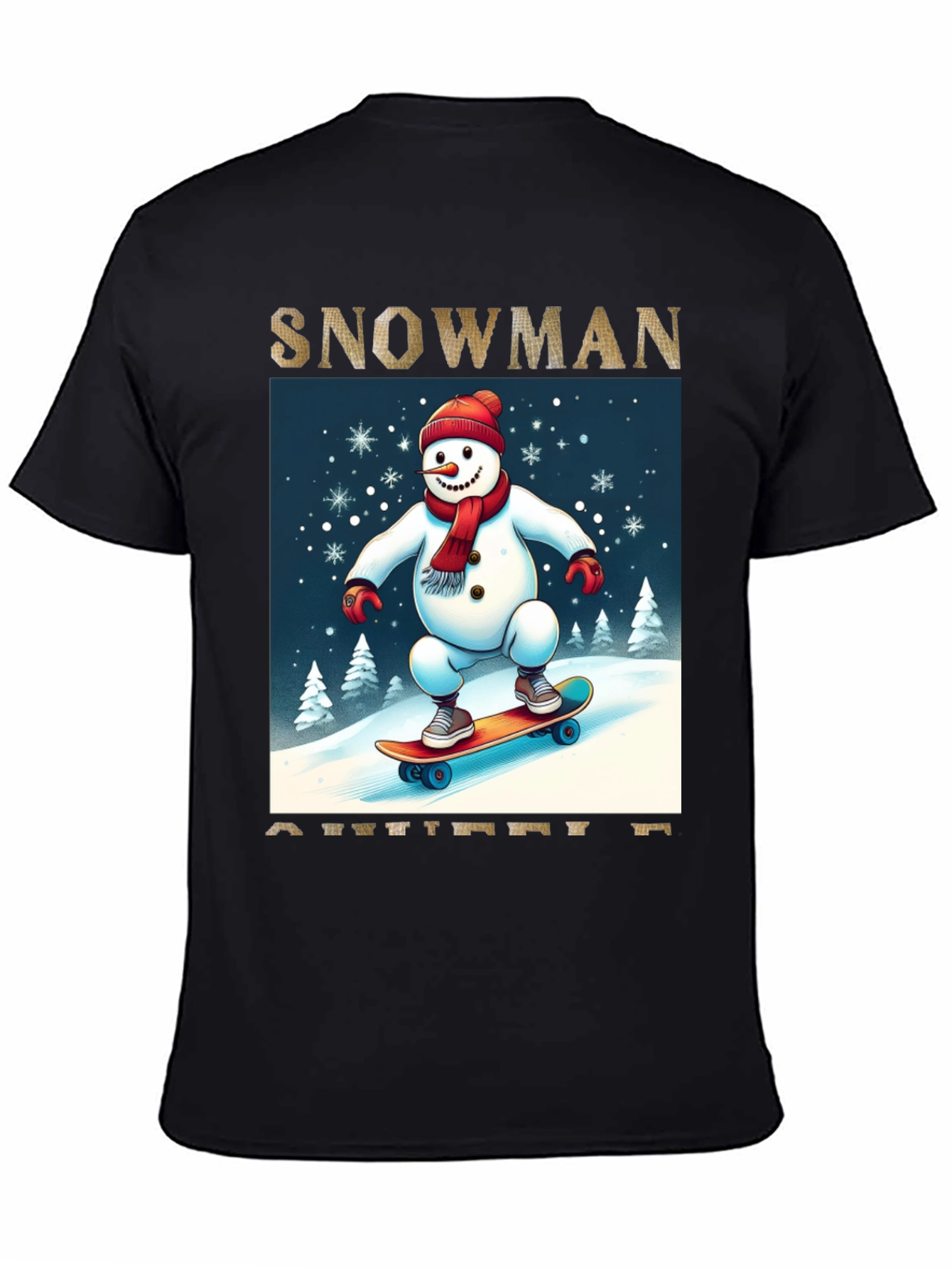 Snowman on Skateboard Graphic Tee