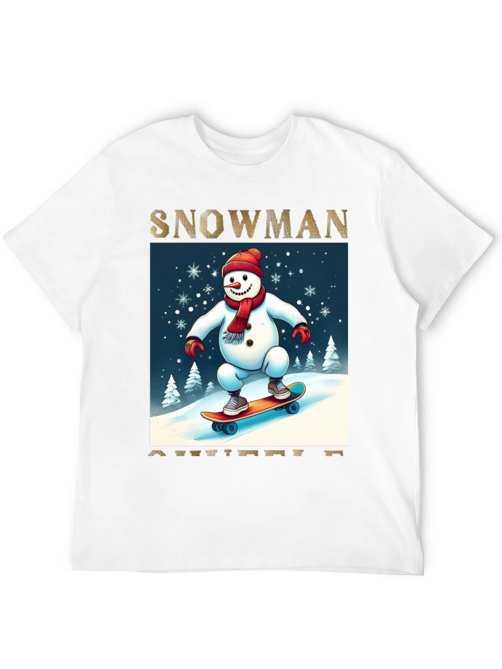 Snowman on Skateboard Graphic Tee