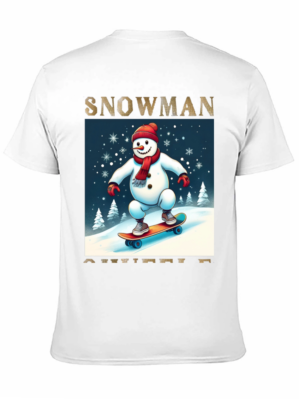 Snowman on Skateboard Graphic Tee