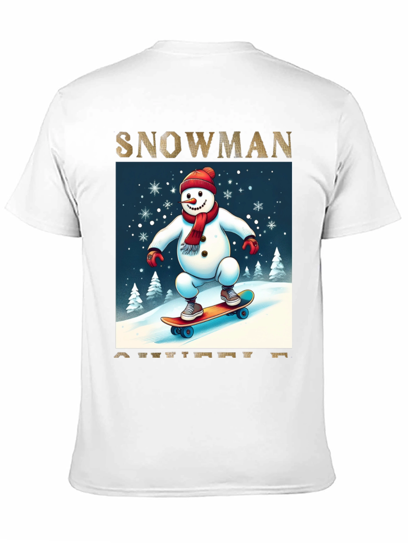 Snowman on Skateboard Graphic Tee