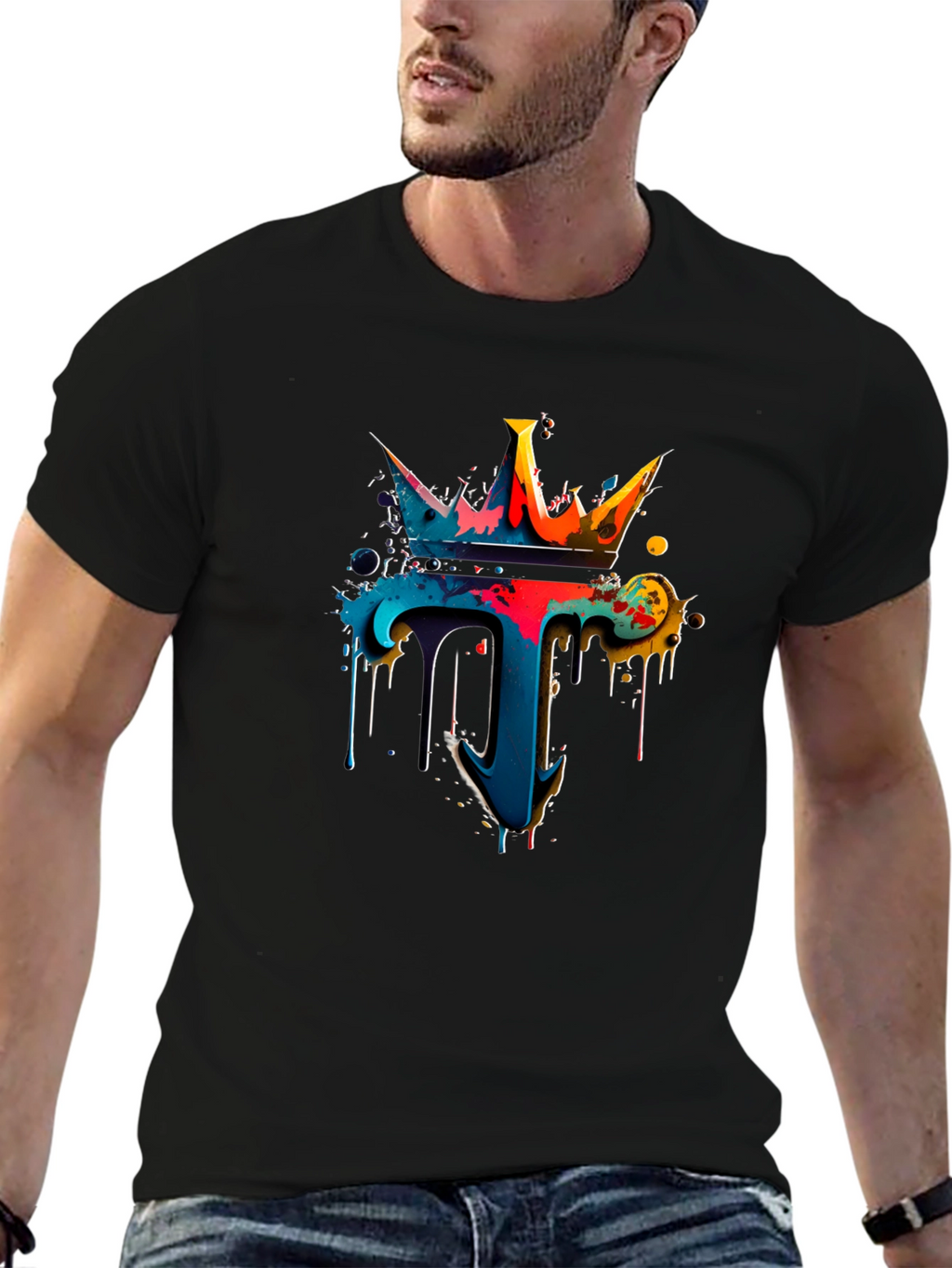 Colorful Crown Dripping T-Shirt