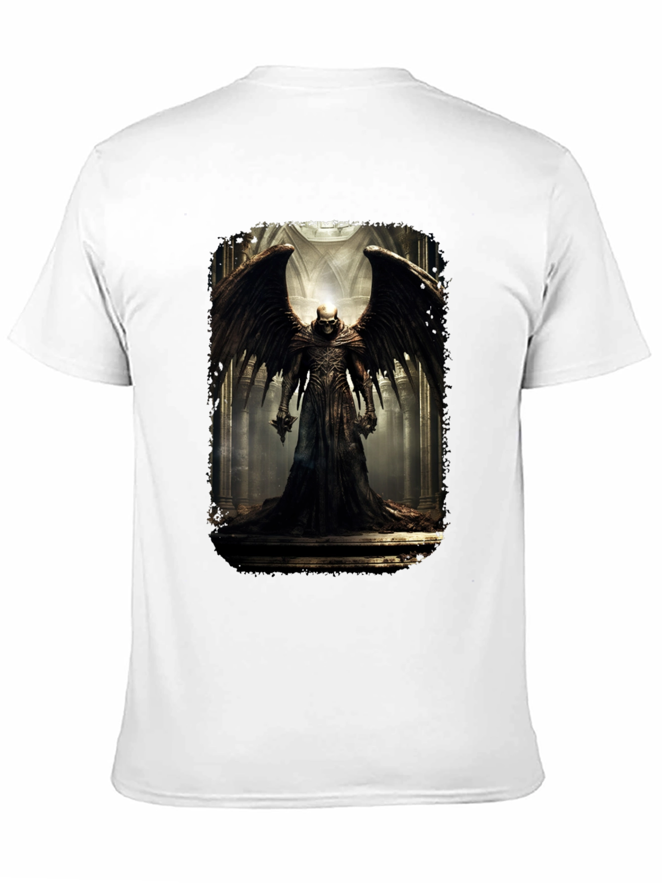 Winged Skull T-Shirt - Gothic Dark Angel Design