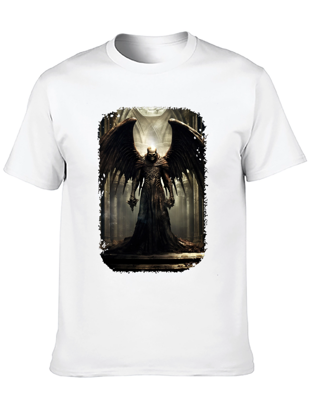 Winged Skull T-Shirt - Gothic Dark Angel Design