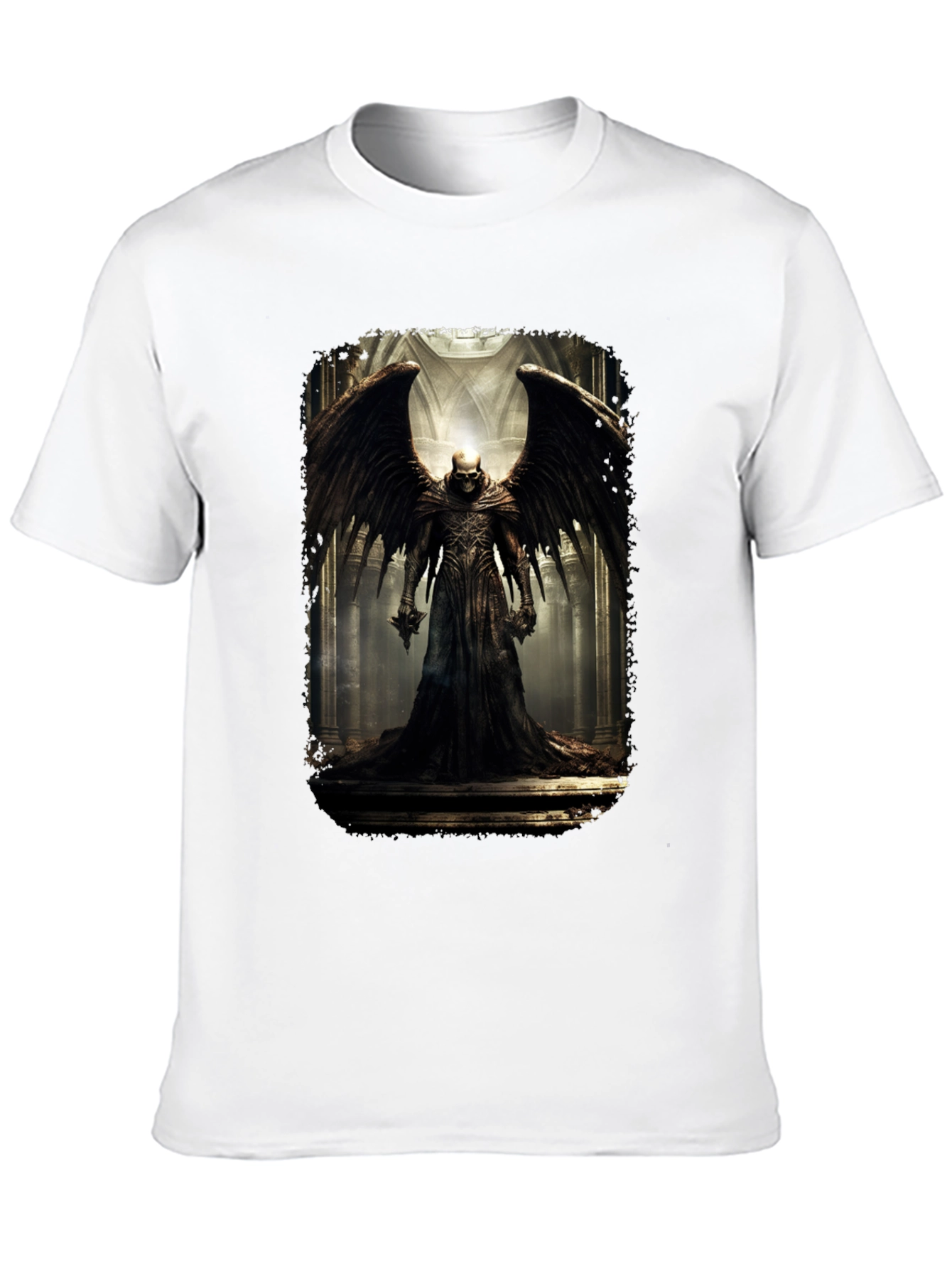 Winged Skull T-Shirt - Gothic Dark Angel Design