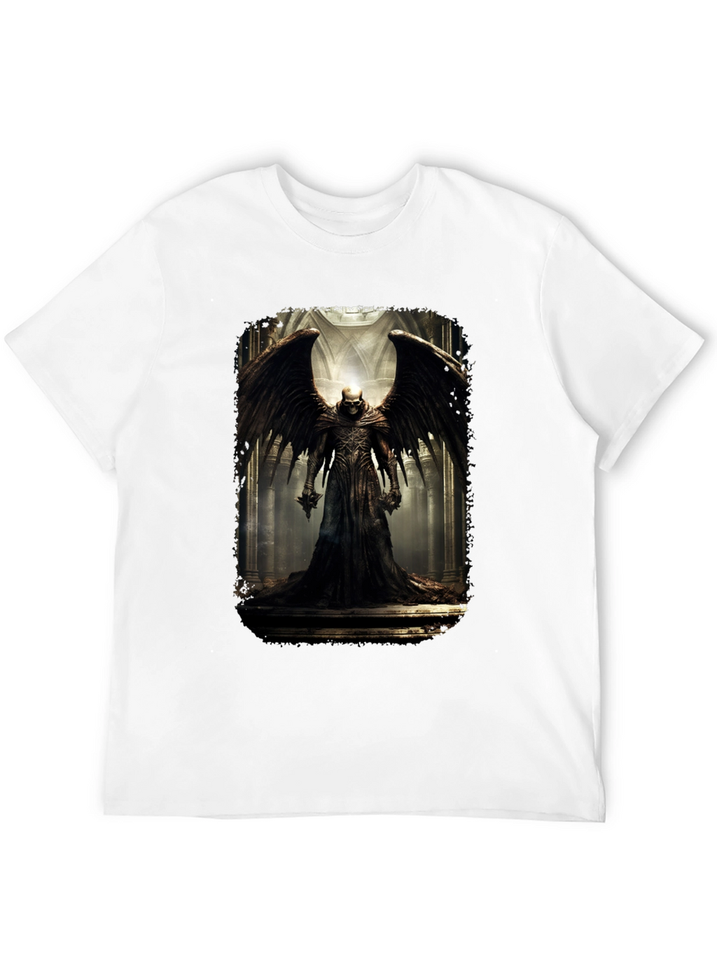 Winged Skull T-Shirt - Gothic Dark Angel Design
