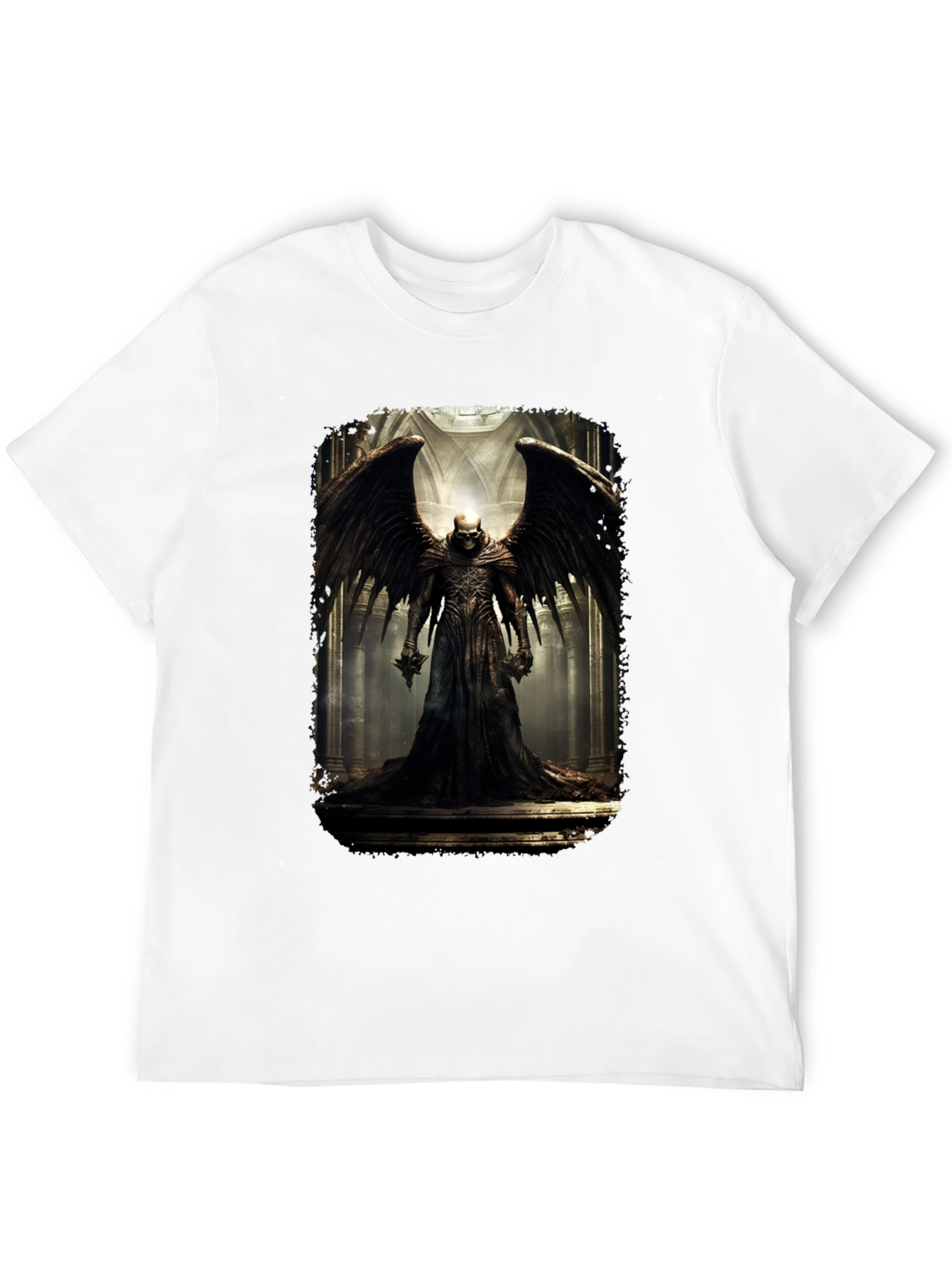 Winged Skull T-Shirt - Gothic Dark Angel Design