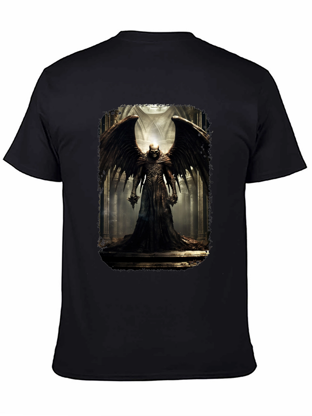 Winged Skull T-Shirt - Gothic Dark Angel Design