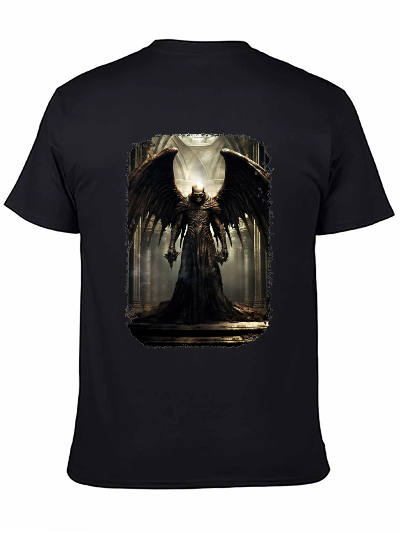 Winged Skull T-Shirt - Gothic Dark Angel Design
