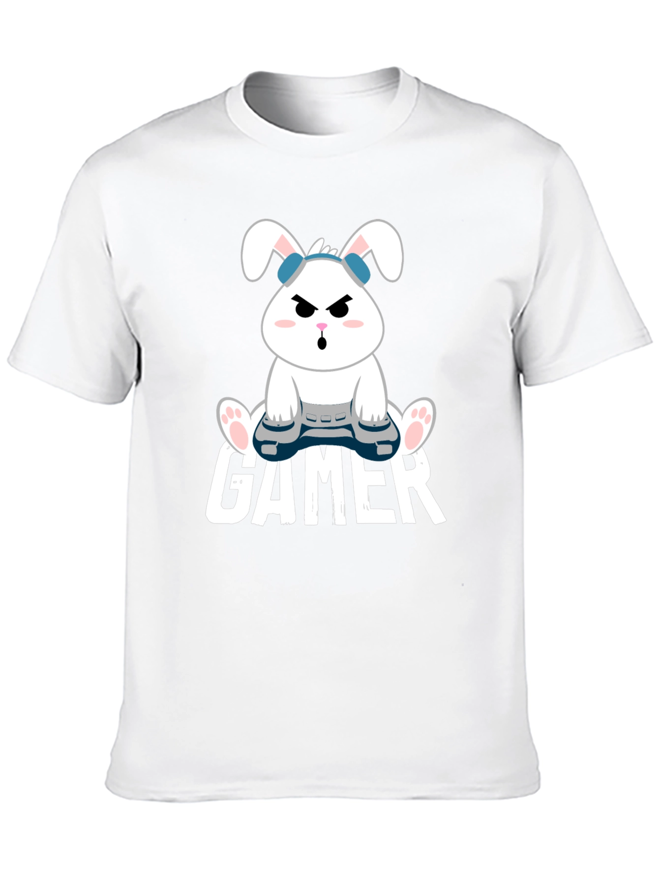 Gamer Bunny Black Cotton T-Shirt