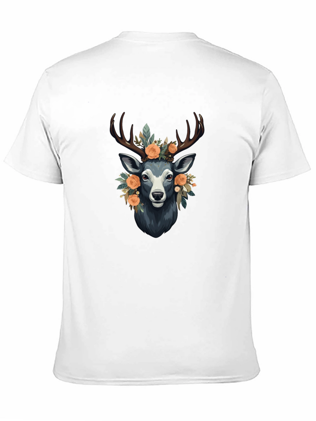 Floral Deer Graphic Tee - Mens Black T-Shirt