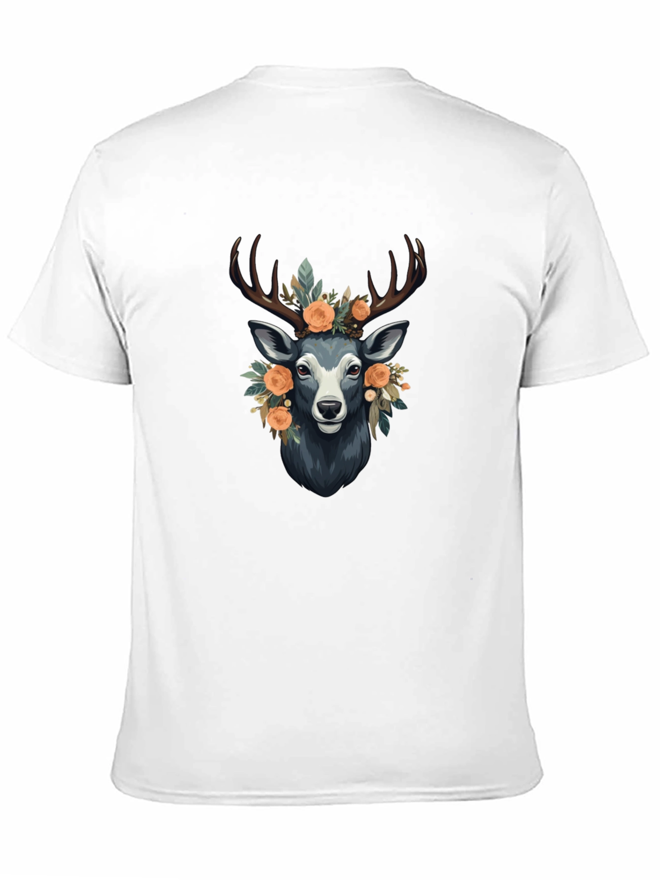 Floral Deer Graphic Tee - Mens Black T-Shirt