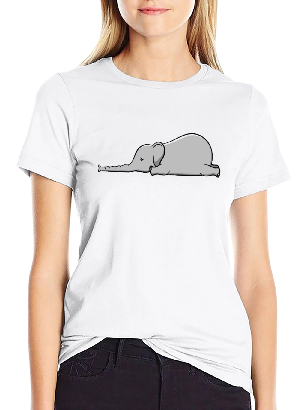 Lazy Elephant Graphic Tee - Black Cotton T-Shirt