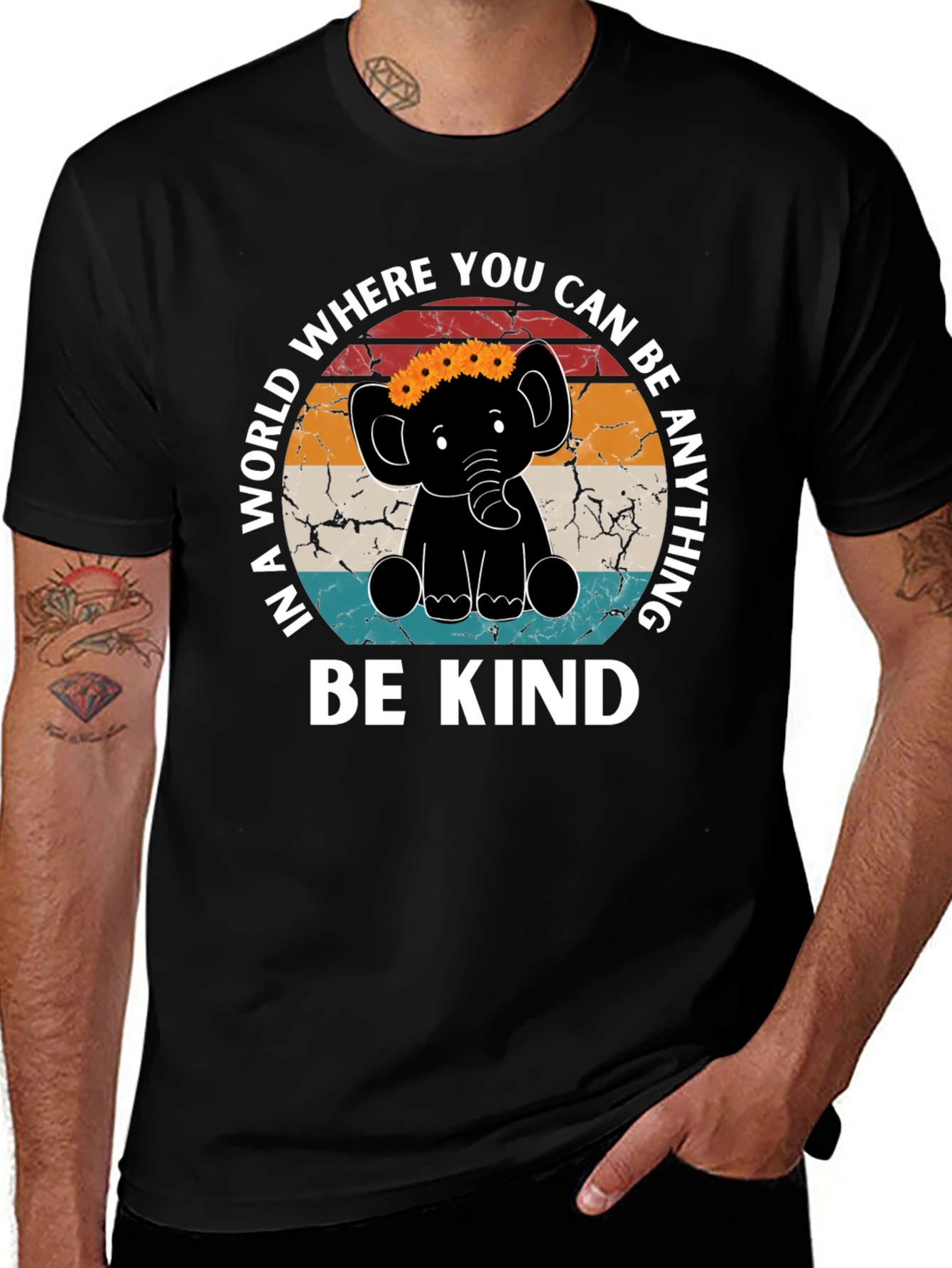 Be Kind Elephant Graphic Tee - Inspirational Shirt