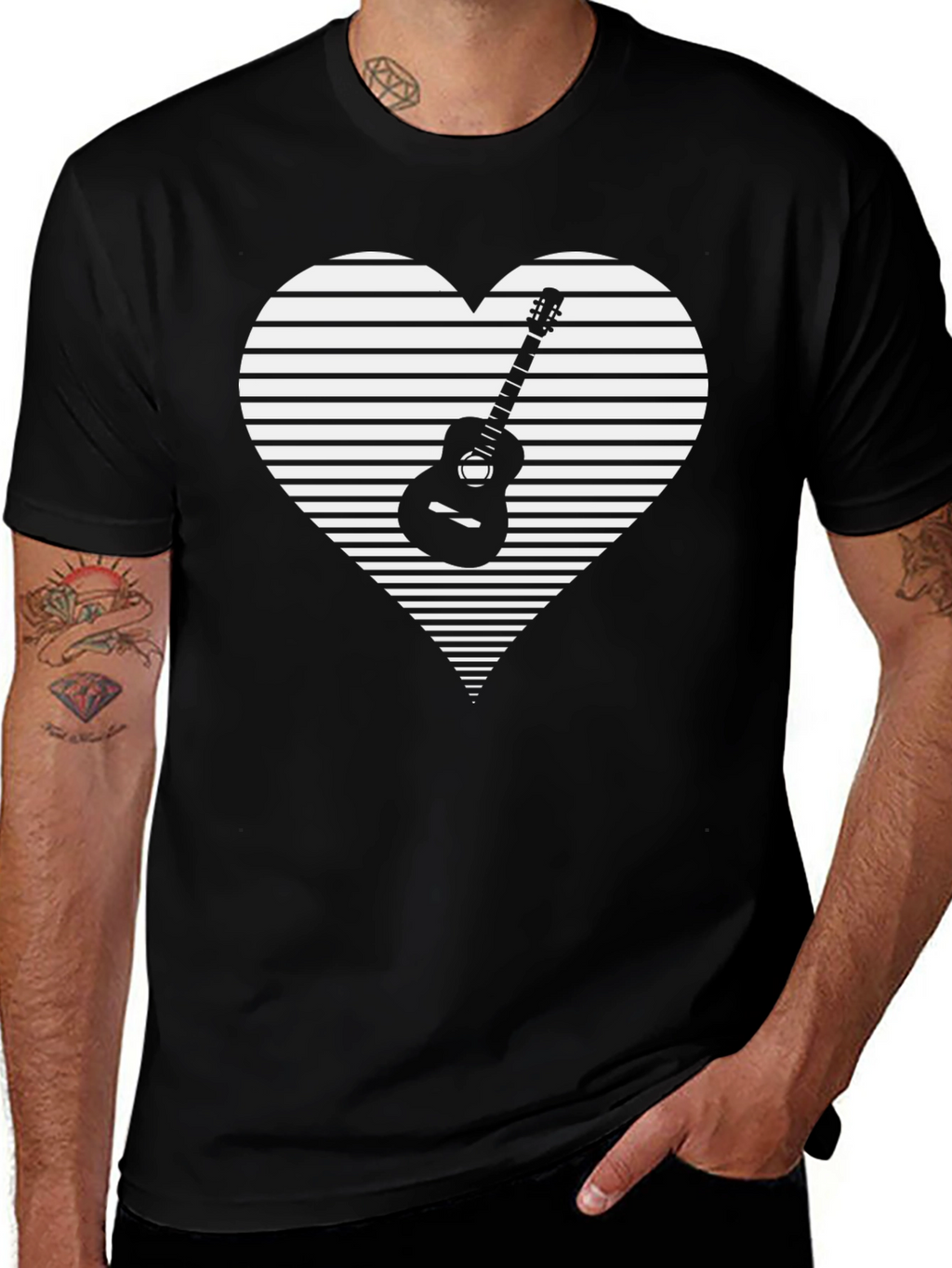 Guitar Heart Graphic Tee - Music Lover Shirt