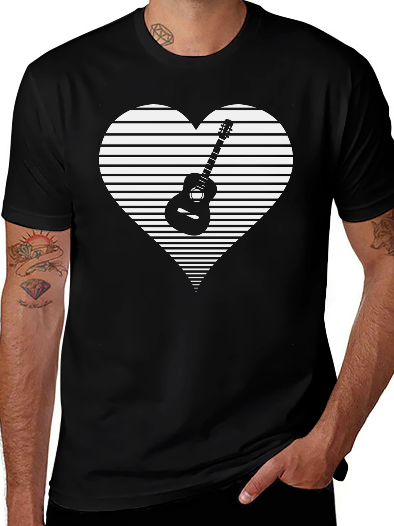 Guitar Heart Graphic Tee - Music Lover Shirt