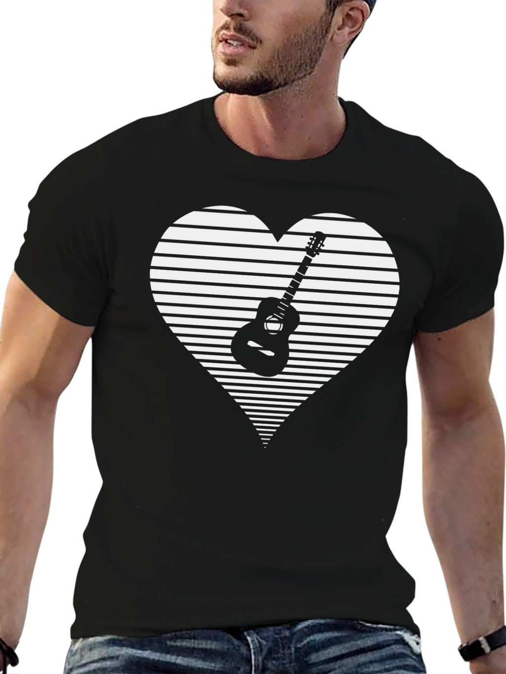 Guitar Heart Graphic Tee - Music Lover Shirt