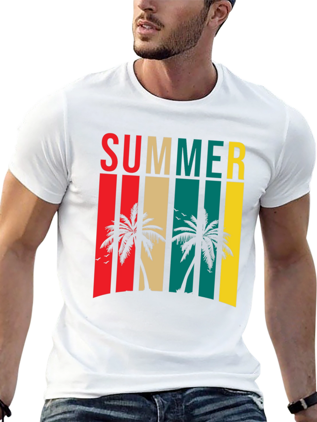 Summer Palm Tree Retro Style Graphic Tee