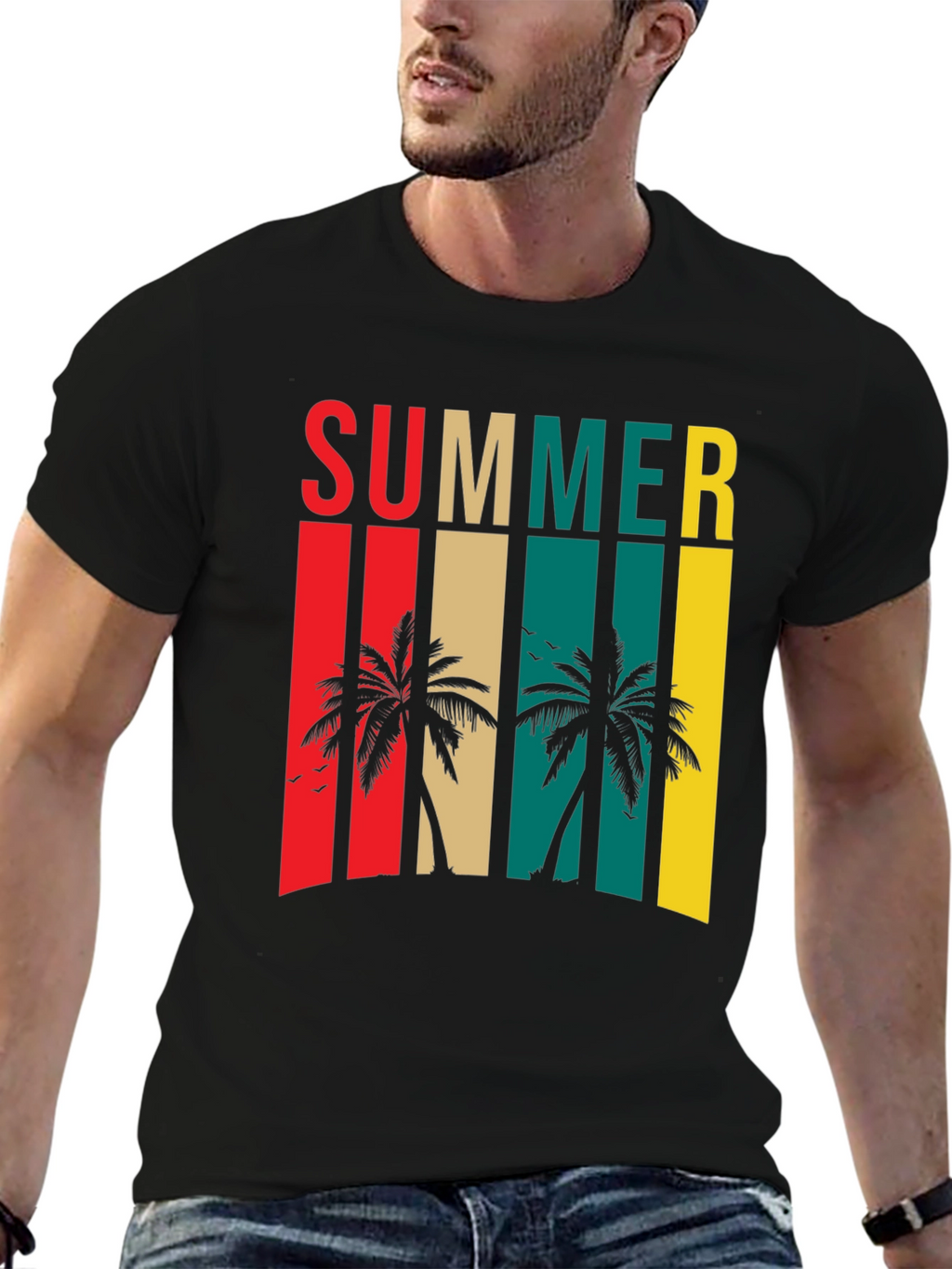 Summer Palm Tree Retro Style Graphic Tee