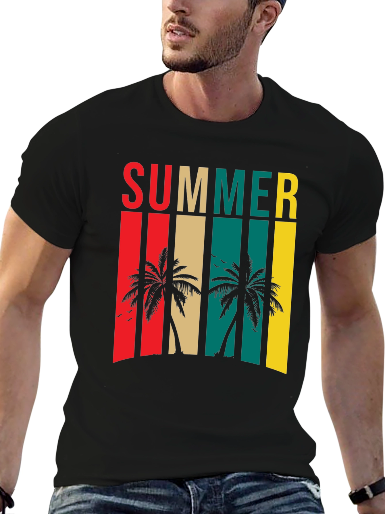 Summer Palm Tree Retro Style Graphic Tee