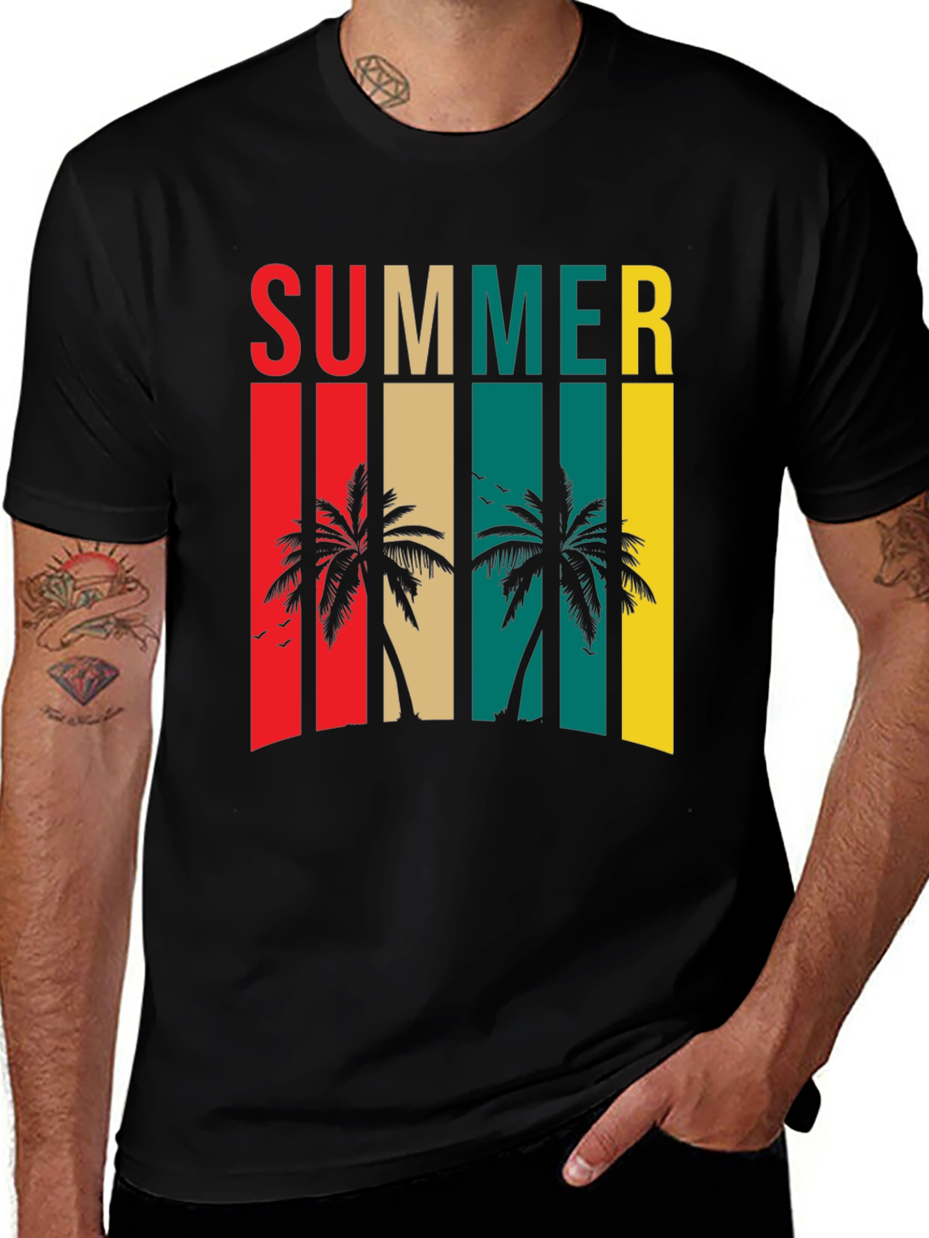 Summer Palm Tree Retro Style Graphic Tee