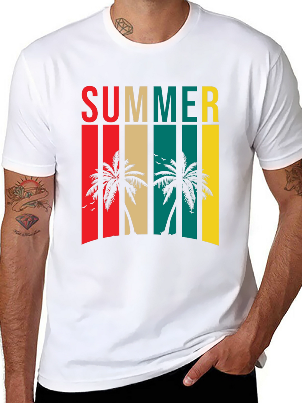 Summer Palm Tree Retro Style Graphic Tee
