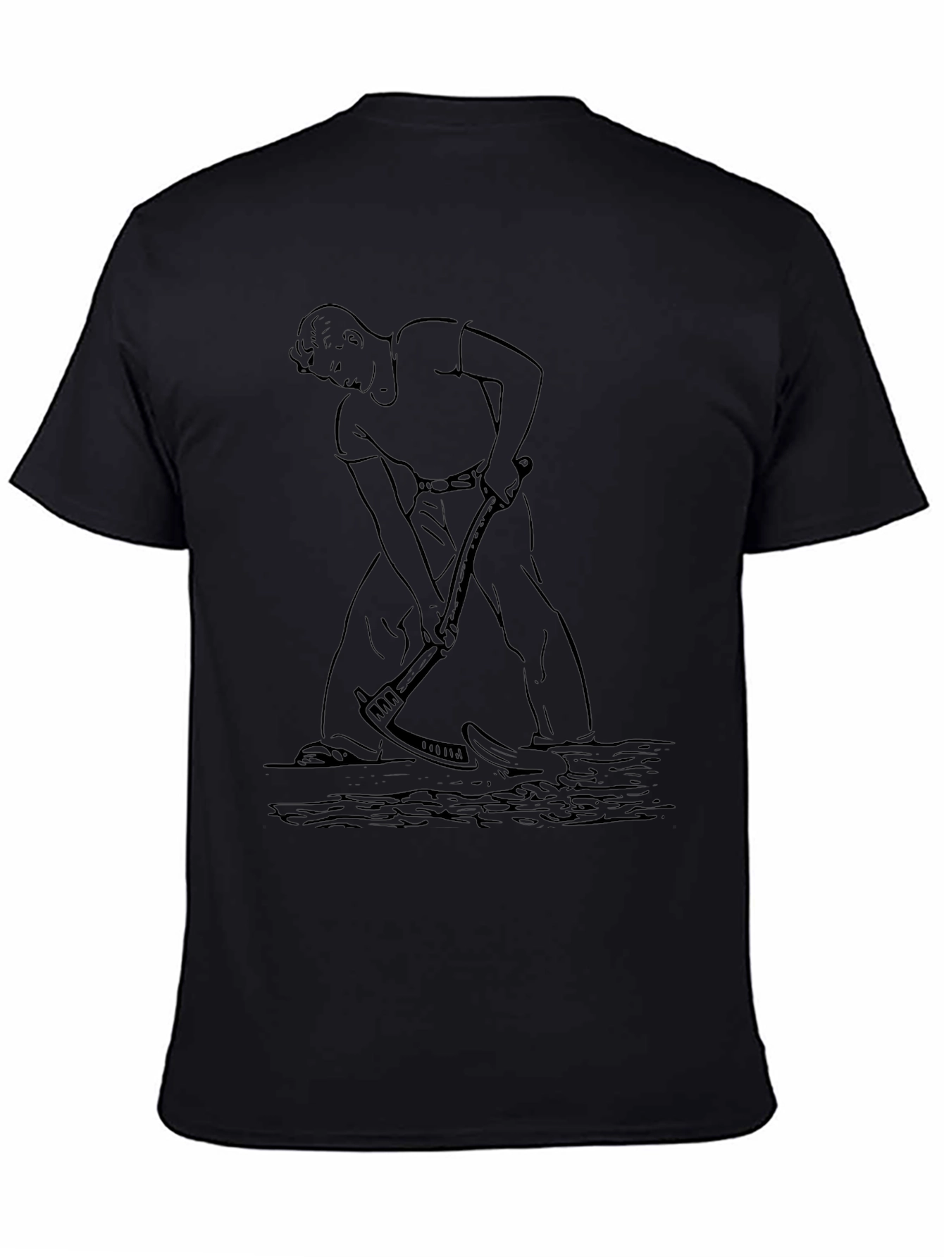 Graphic Black T-Shirt with Farmer Design