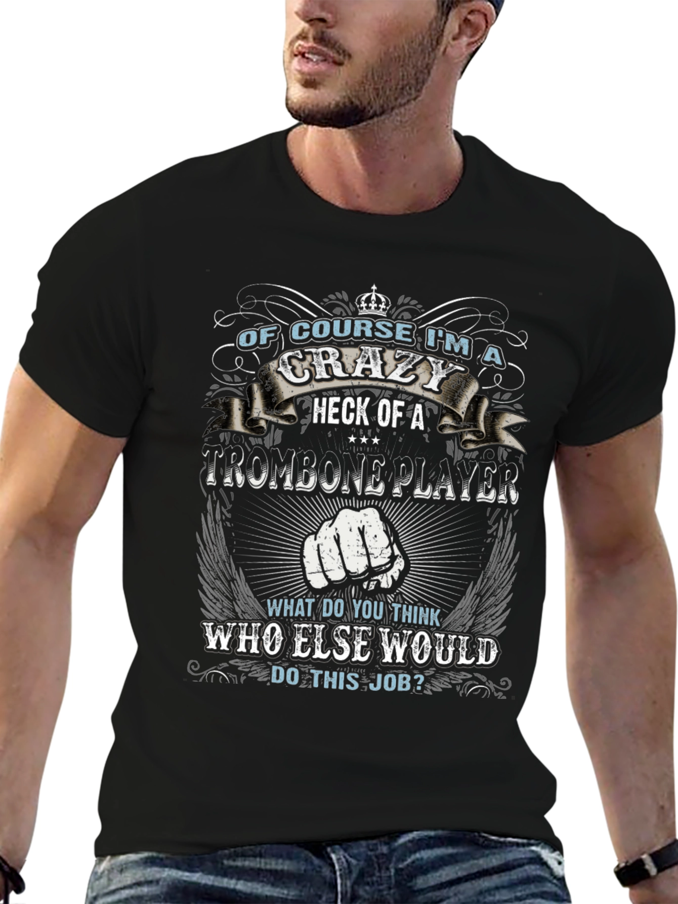 Crazy Trombone Player Graphic T-Shirt