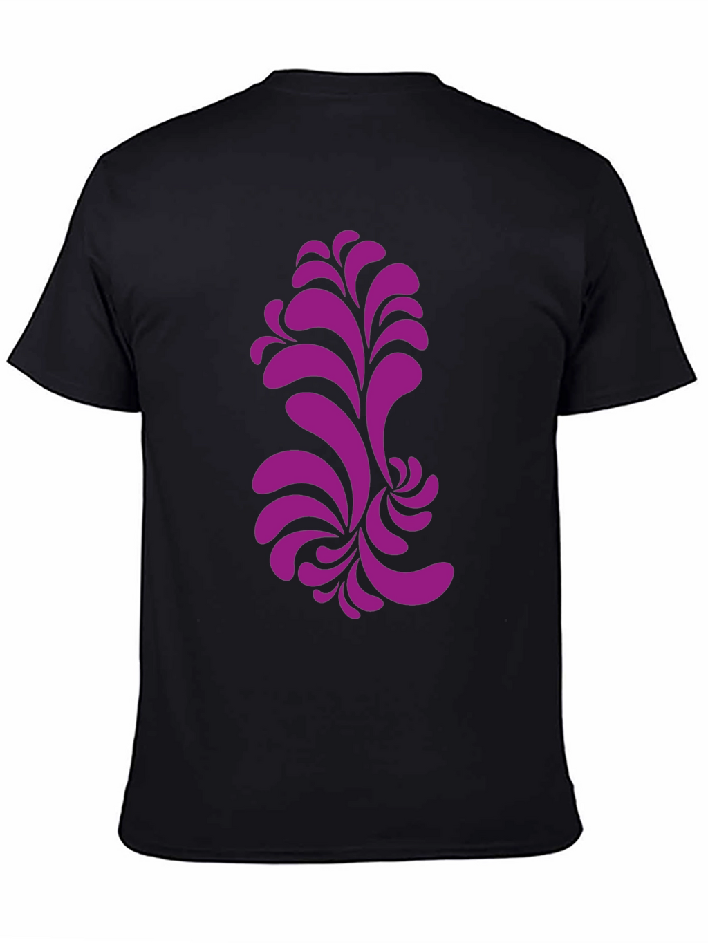 Black T-Shirt with Purple Floral Design