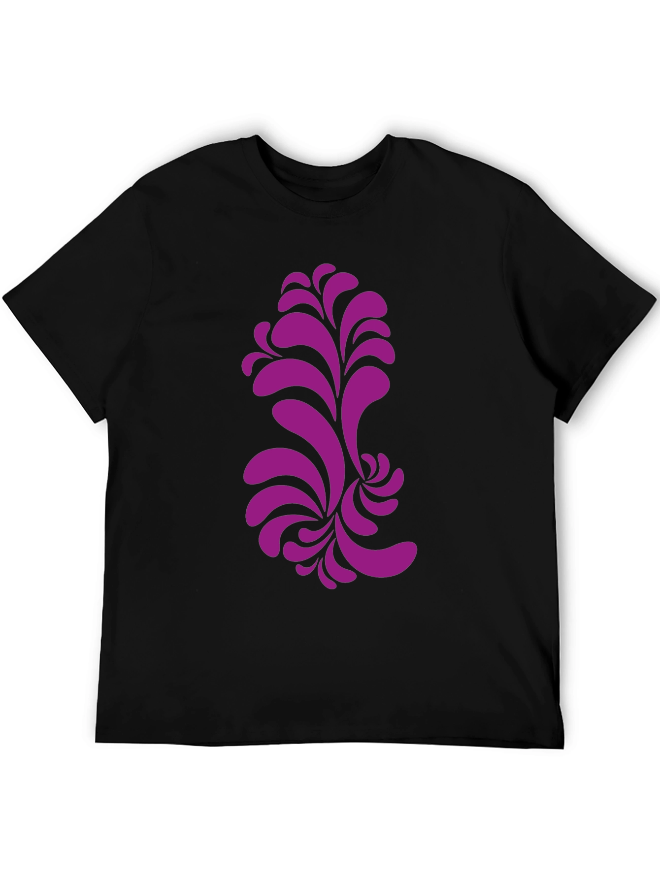 Black T-Shirt with Purple Floral Design