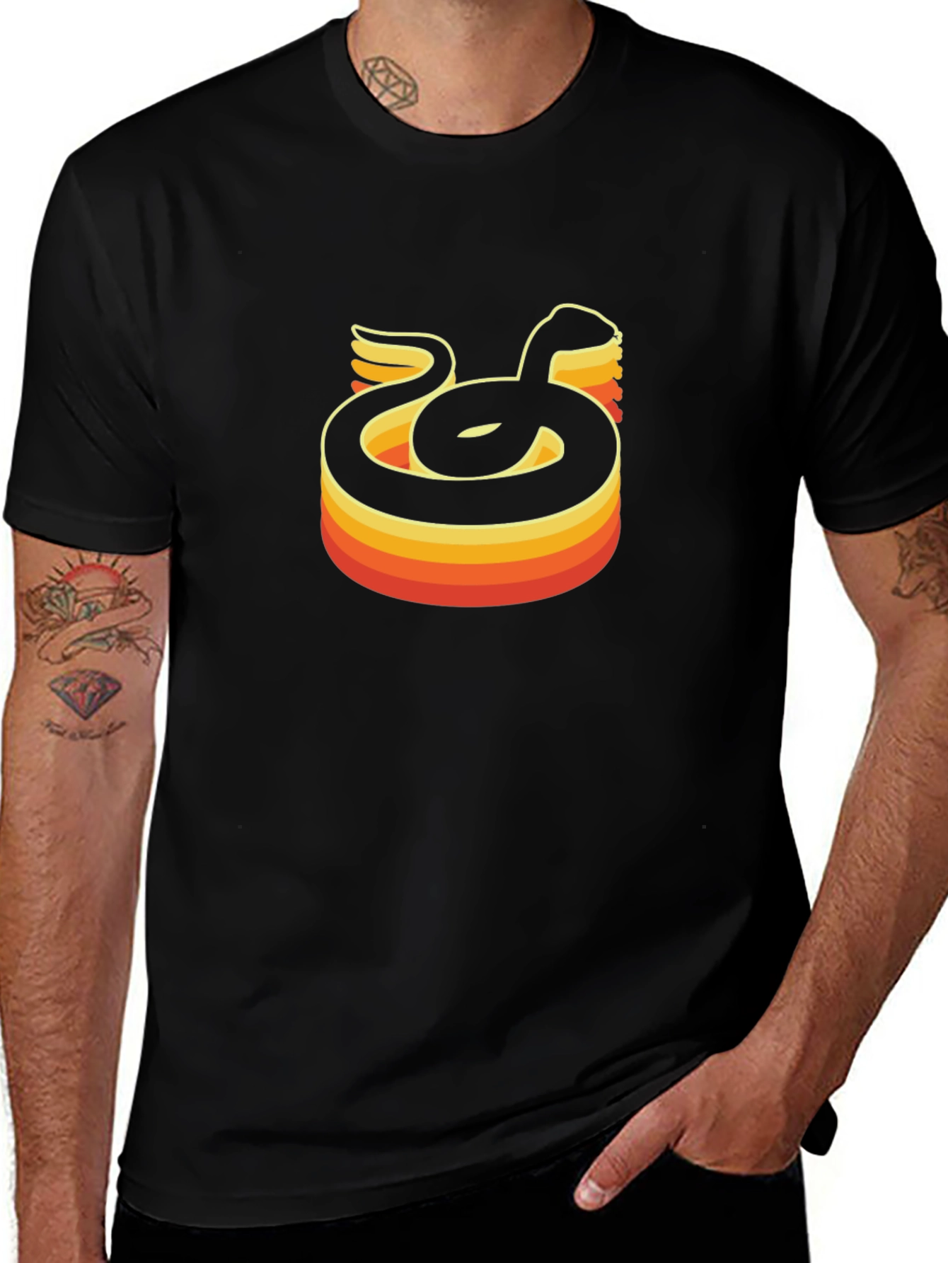 Retro Snake Graphic Tee - Black T-Shirt
