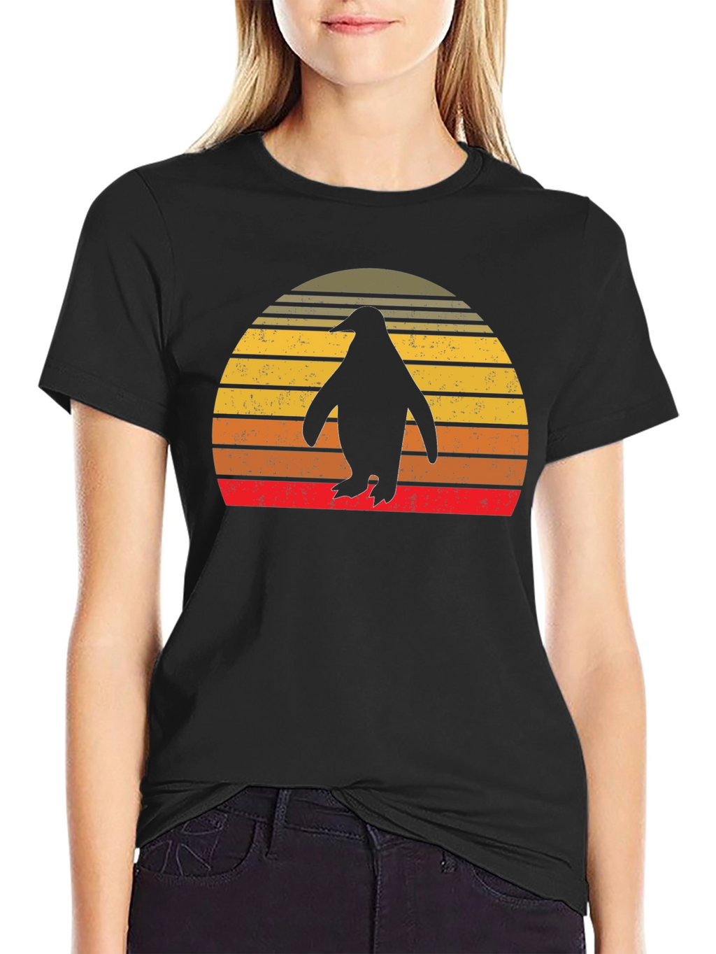 Retro Penguin Sunset T-Shirt