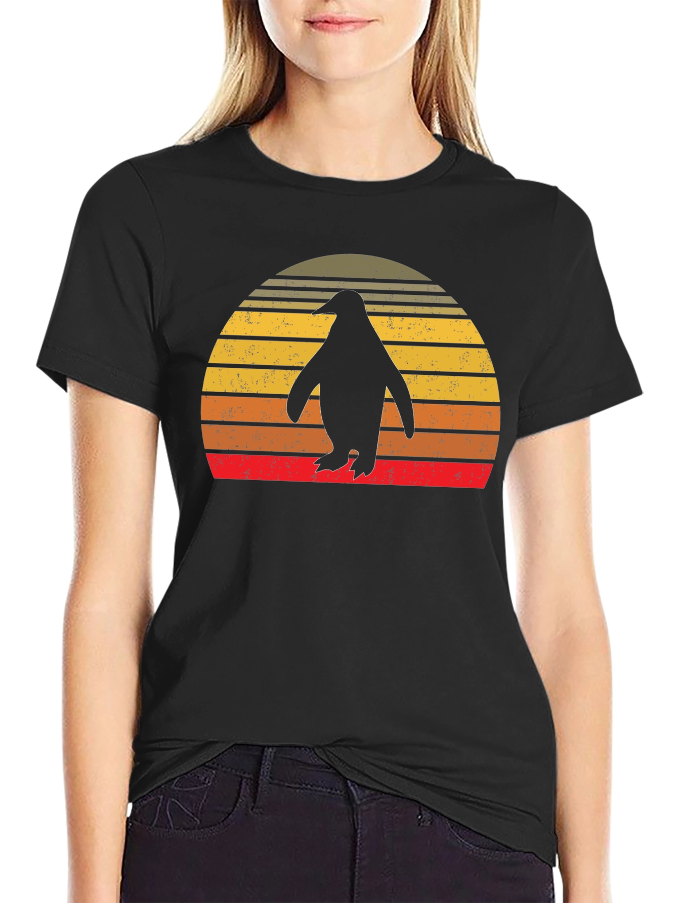 Retro Penguin Sunset T-Shirt