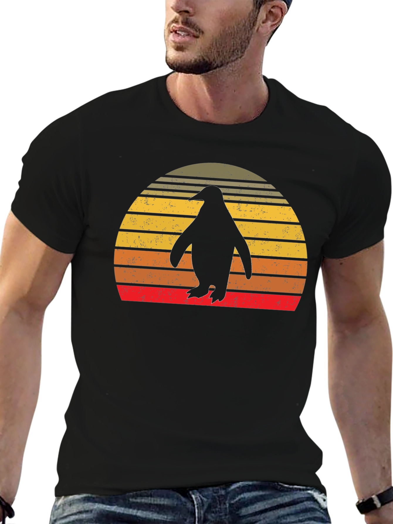 Retro Penguin Sunset T-Shirt
