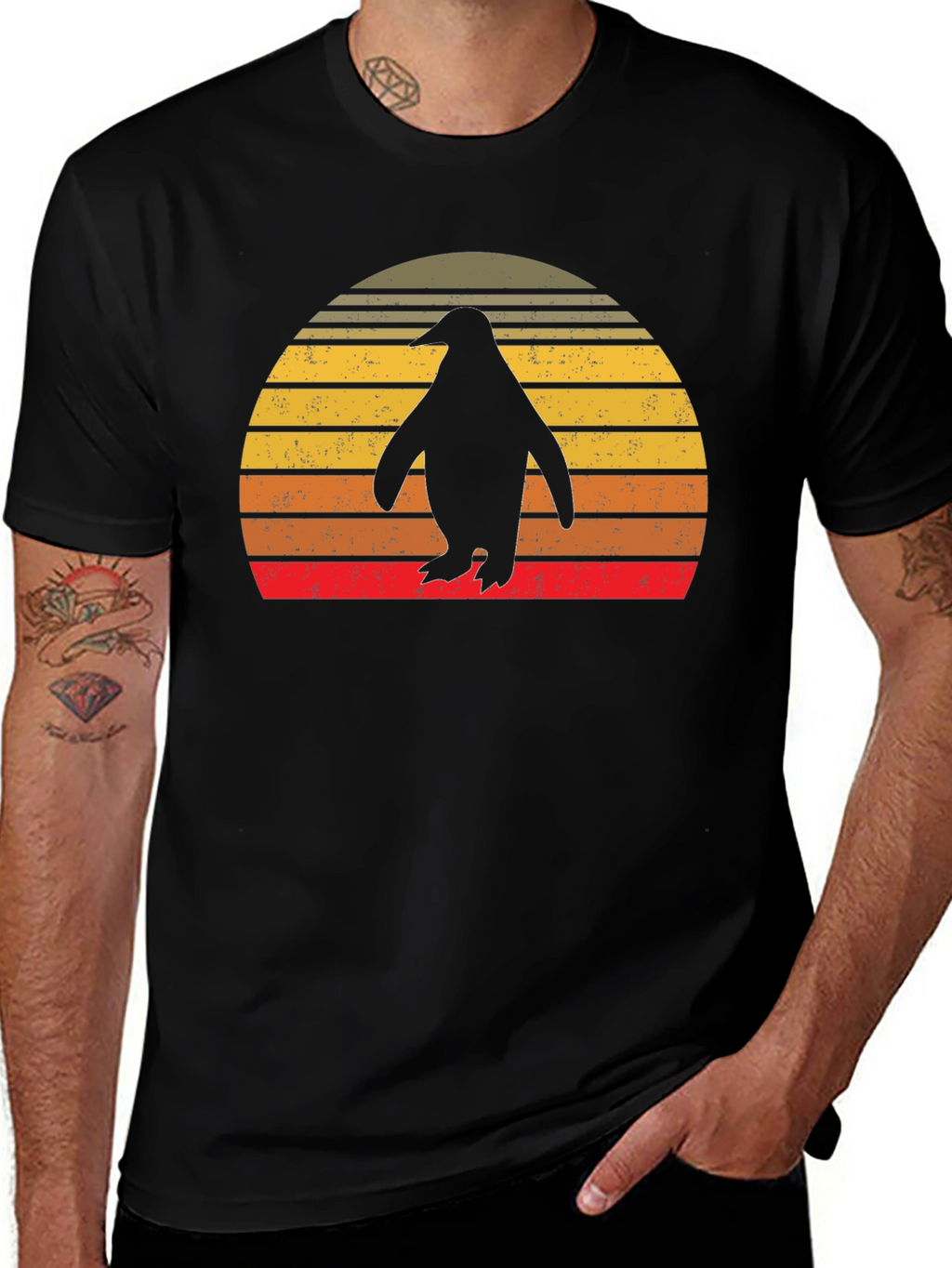 Retro Penguin Sunset T-Shirt