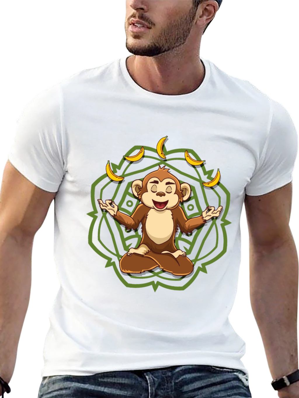 Zen Monkey Banana T-Shirt - Meditating Chimp Tee