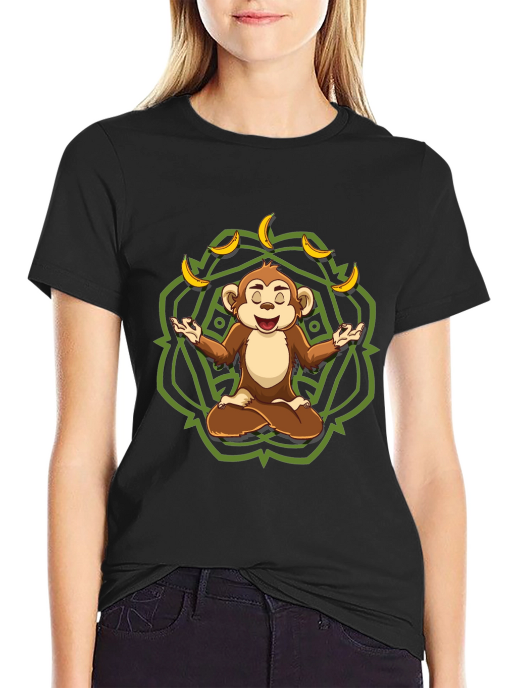 Zen Monkey Banana T-Shirt - Meditating Chimp Tee