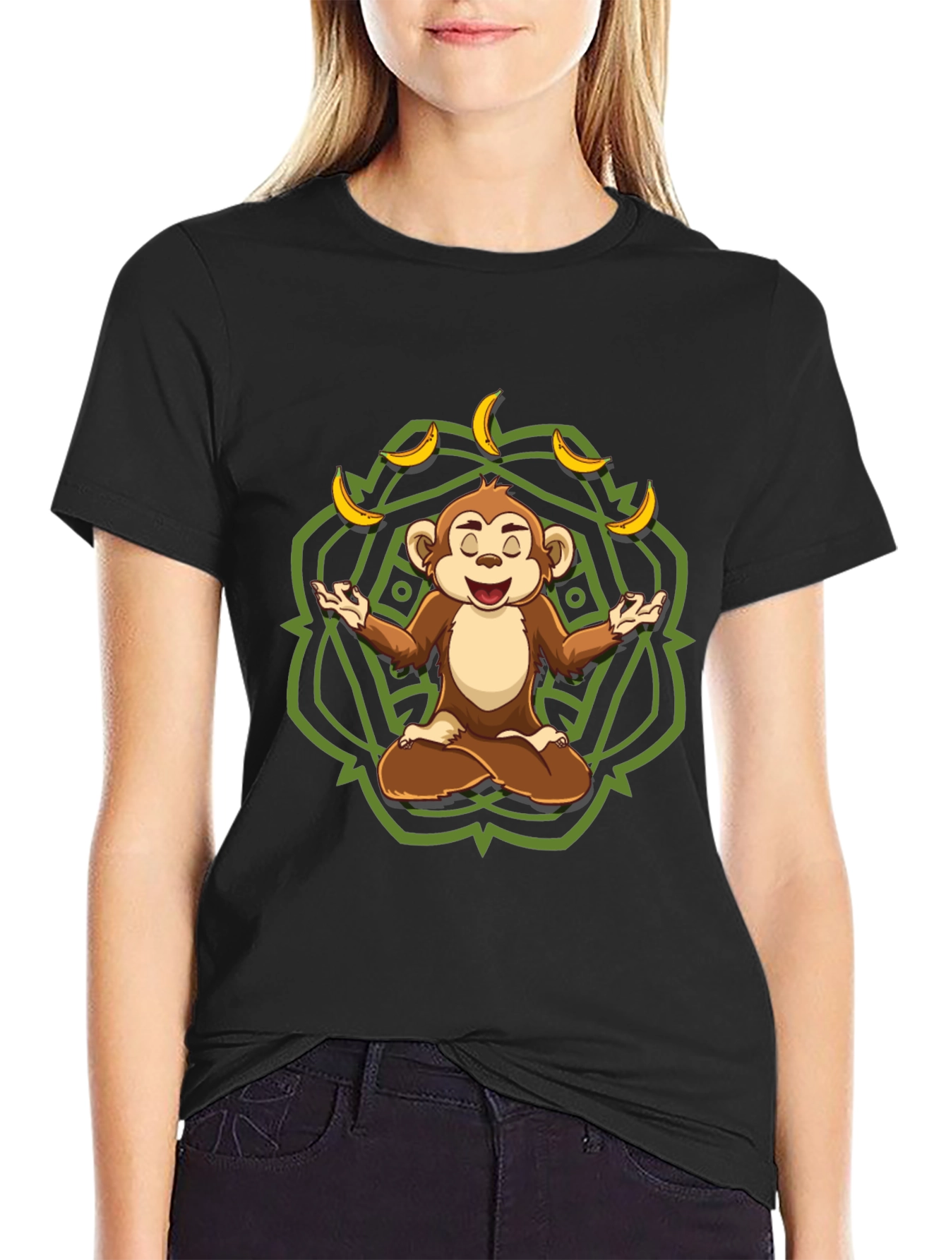 Zen Monkey Banana T-Shirt - Meditating Chimp Tee
