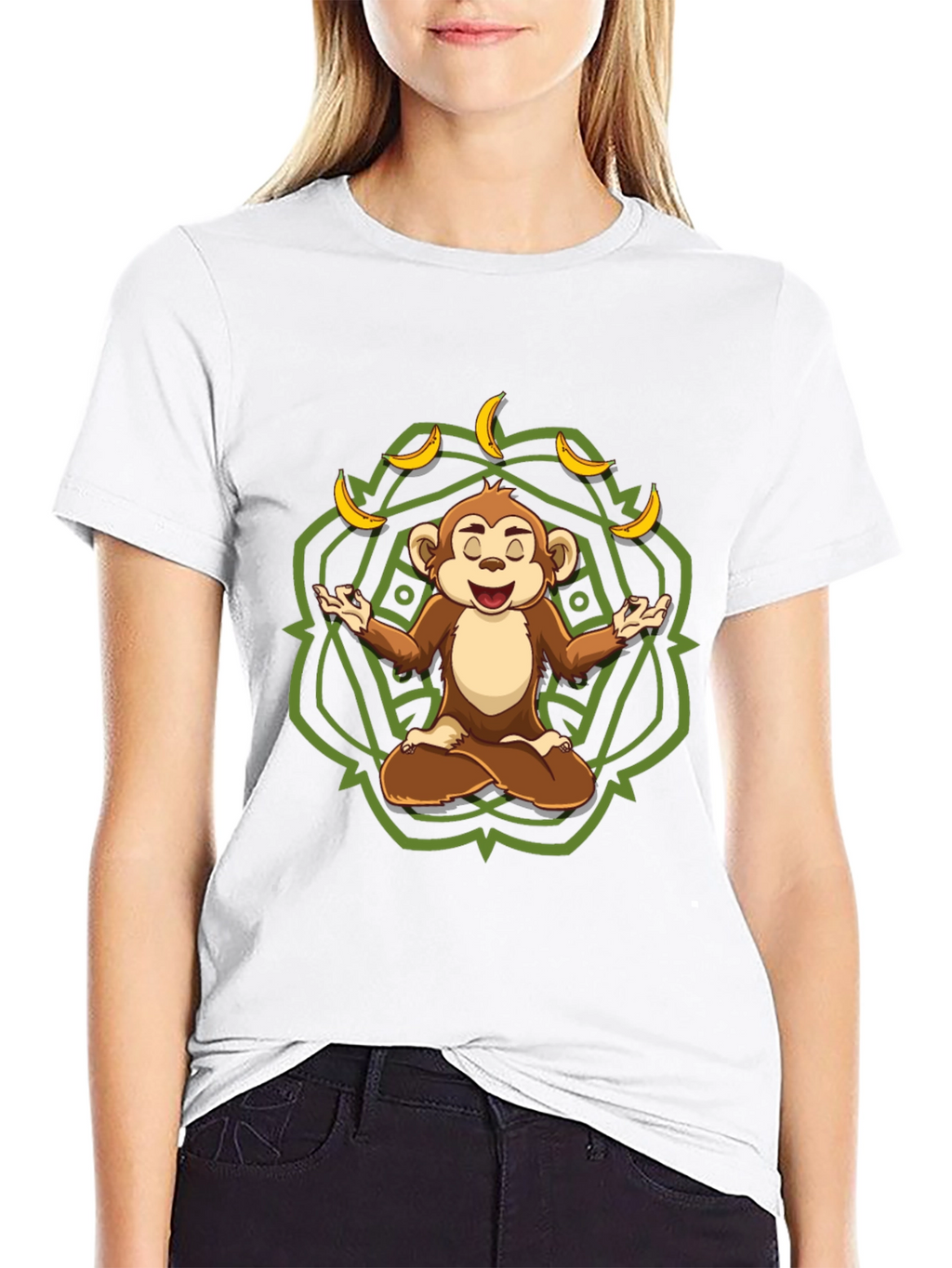 Zen Monkey Banana T-Shirt - Meditating Chimp Tee