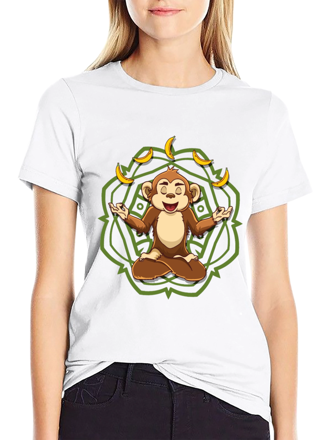 Zen Monkey Banana T-Shirt - Meditating Chimp Tee