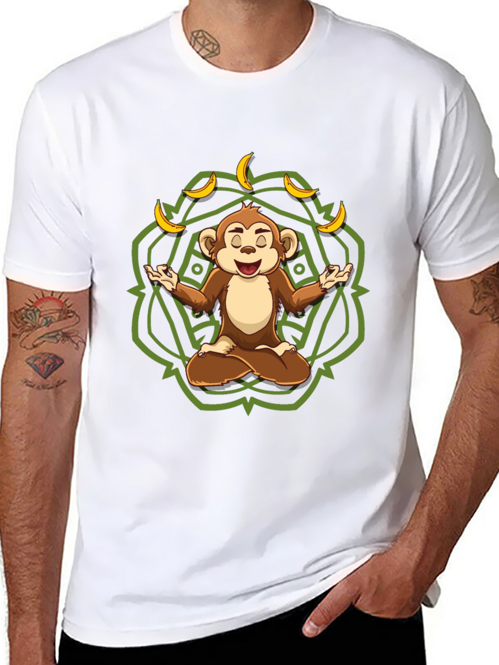 Zen Monkey Banana T-Shirt - Meditating Chimp Tee