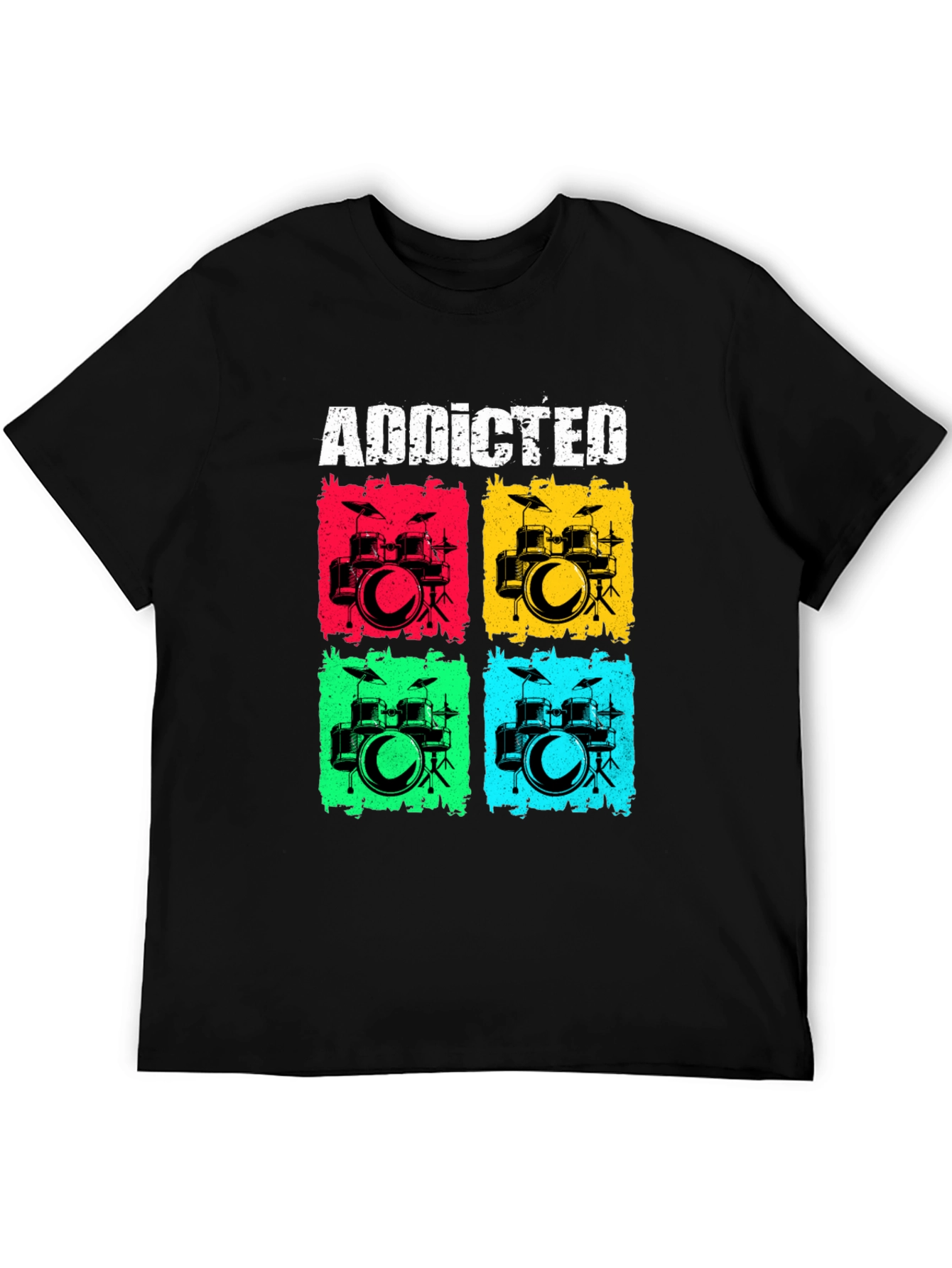Addicted Drums Graphic Tee - Black Cotton T-Shirt