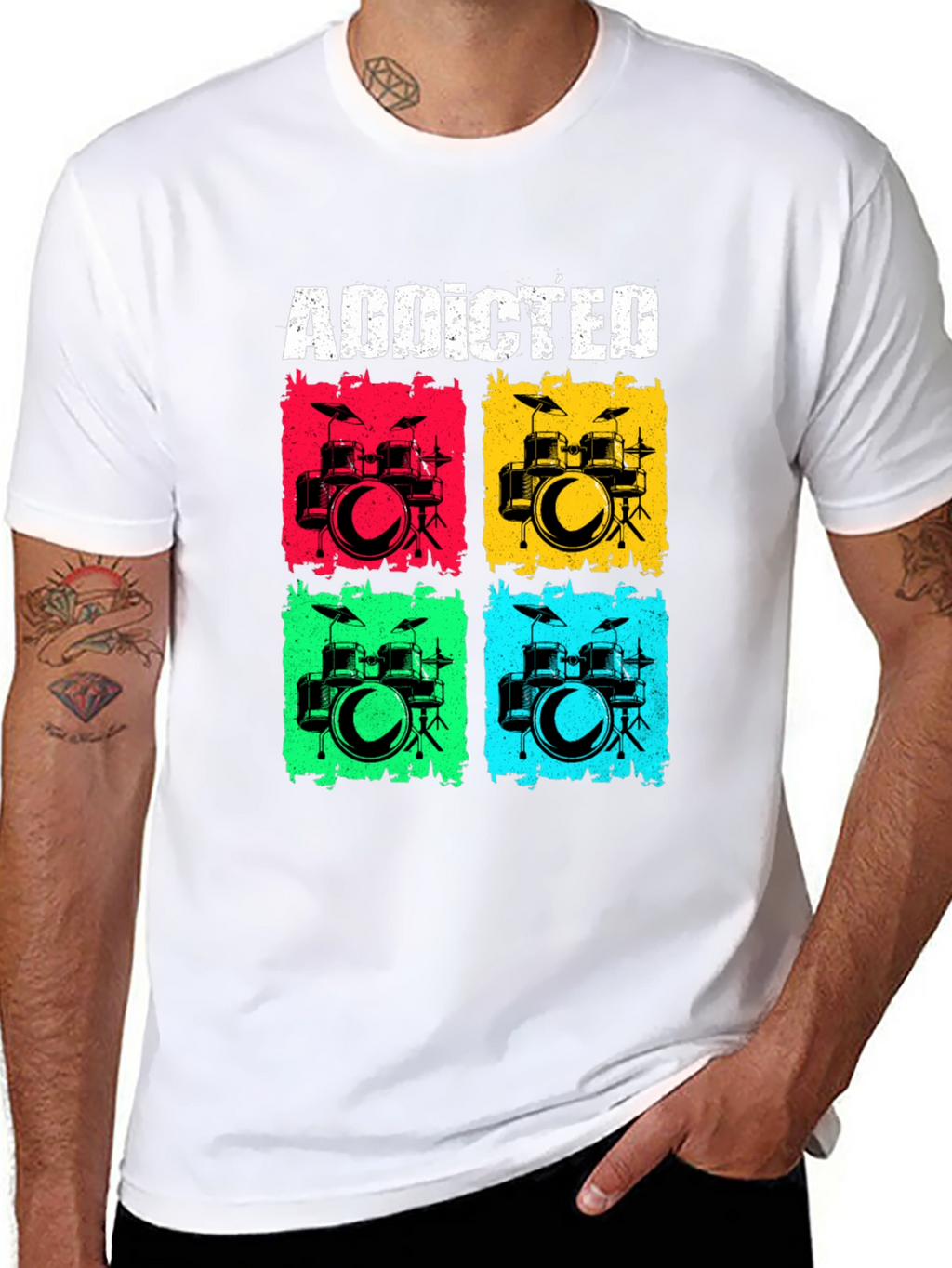 Addicted Drums Graphic Tee - Black Cotton T-Shirt