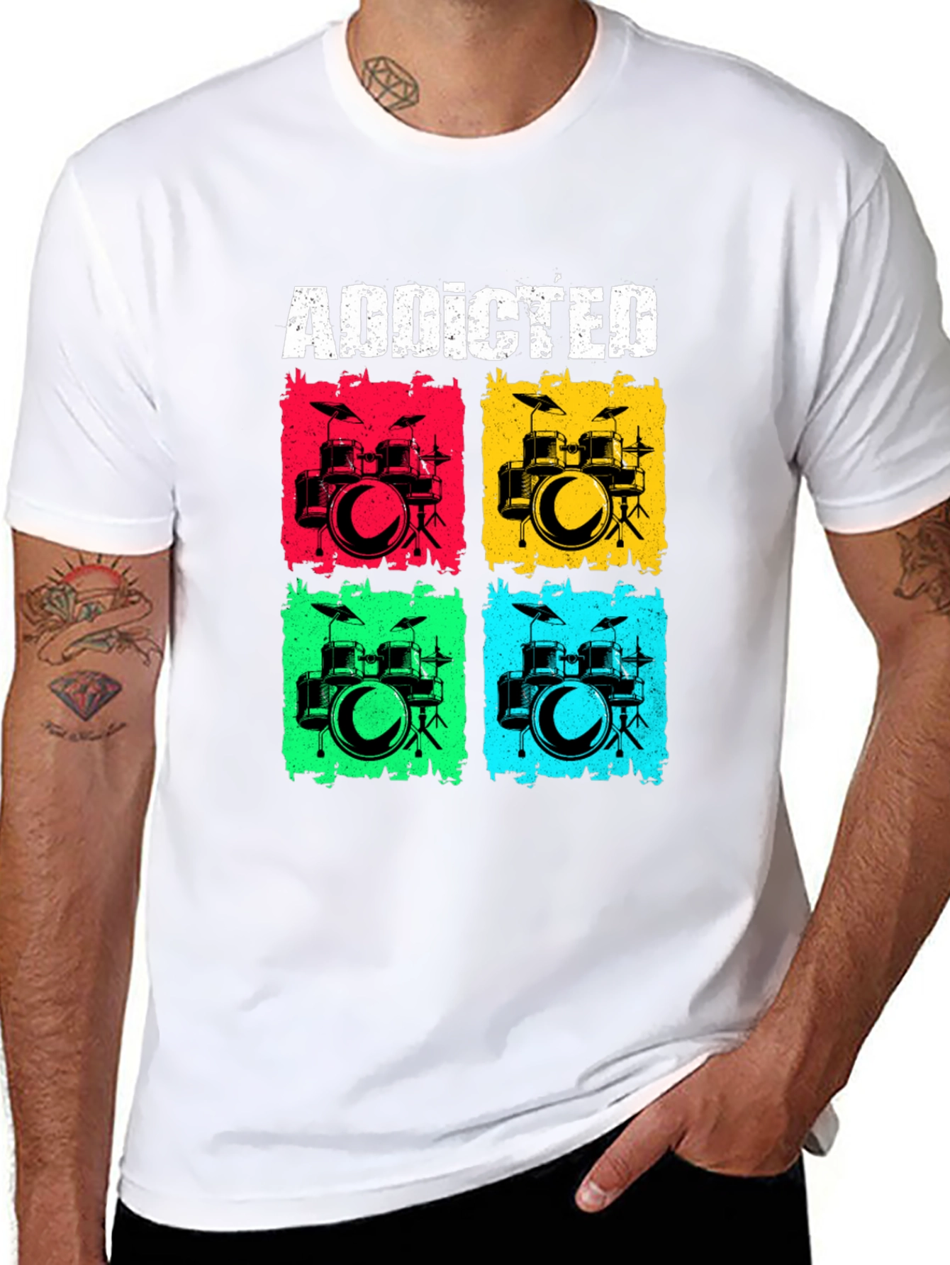 Addicted Drums Graphic Tee - Black Cotton T-Shirt
