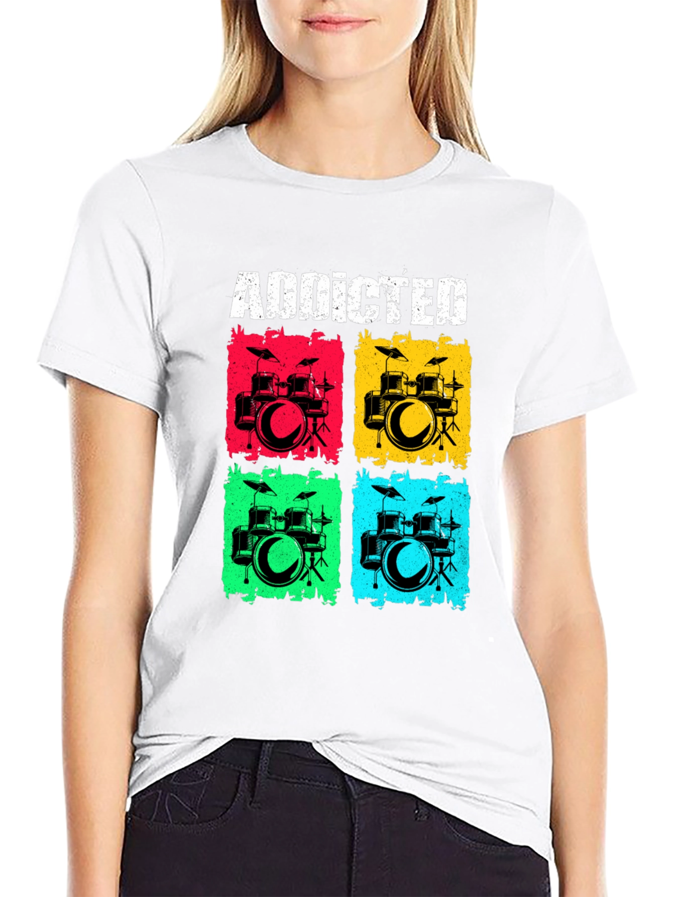 Addicted Drums Graphic Tee - Black Cotton T-Shirt
