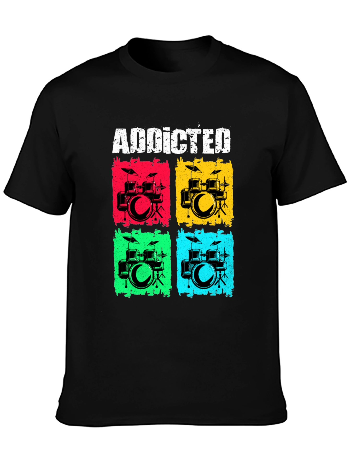 Addicted Drums Graphic Tee - Black Cotton T-Shirt
