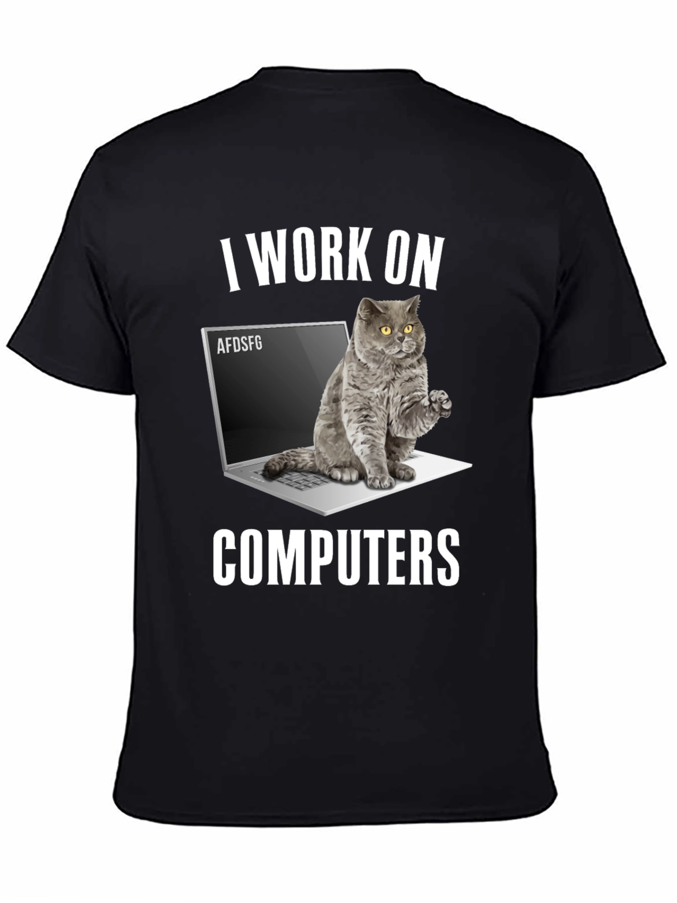 I Work on Computers Cat T-Shirt