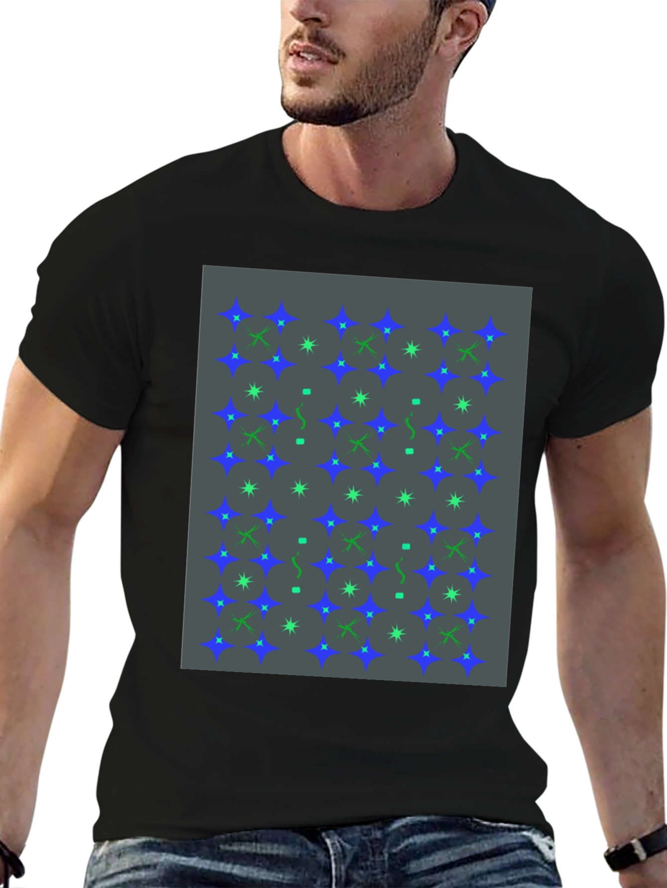Star Pattern Black T-Shirt