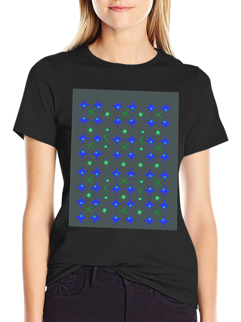 Star Pattern Black T-Shirt