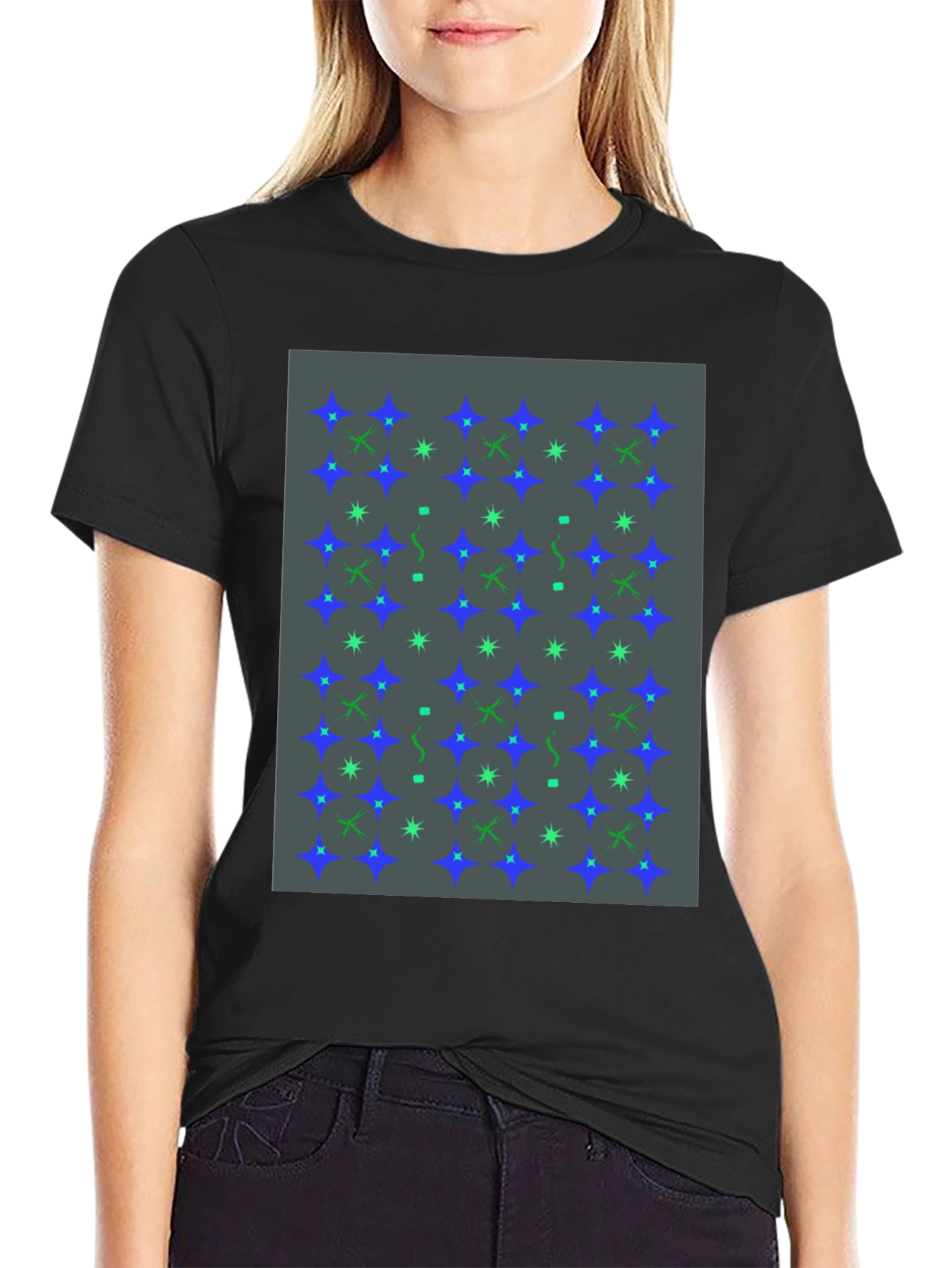 Star Pattern Black T-Shirt